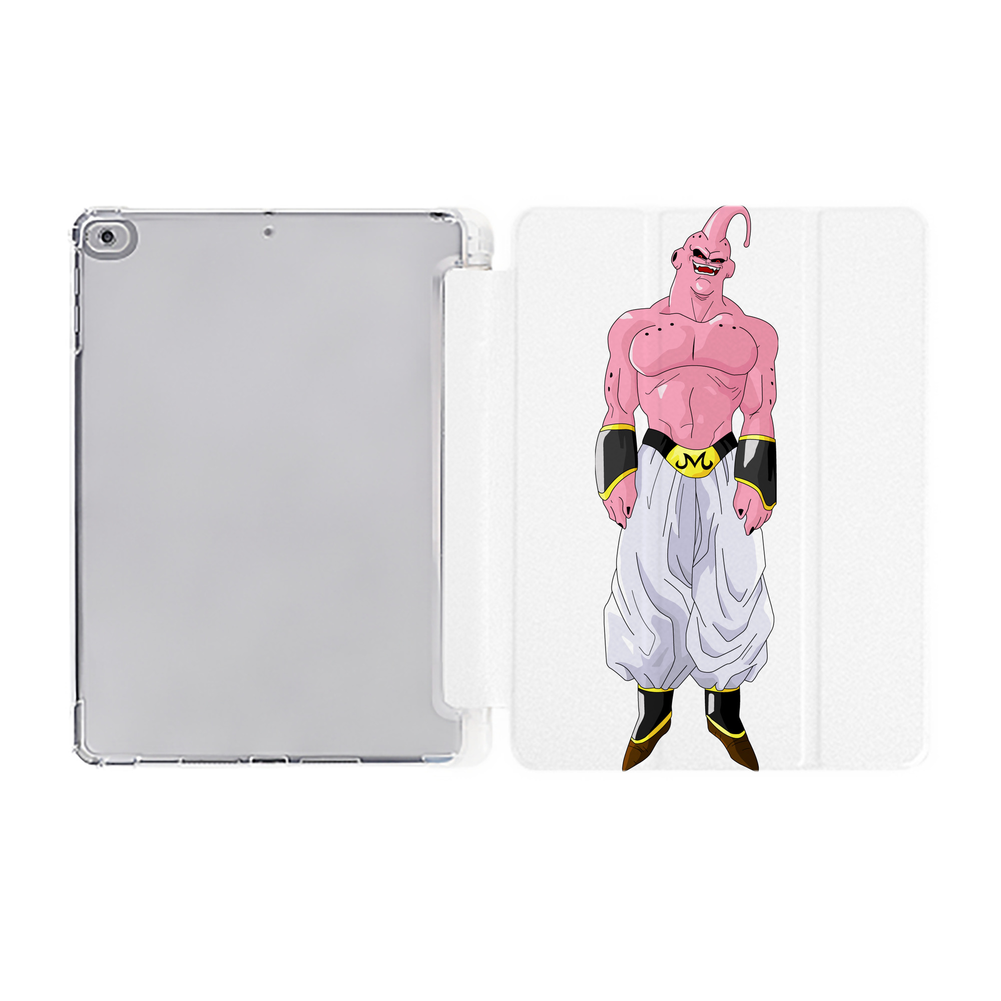 （画像用） ドラゴンボール 魔人ブウ DRAGON BALL Majin Buu IPad ケース ペン収納付き 三つ折りスタンド PUレザー×シリコン 対応機種9.5/10.5/10.9インチ